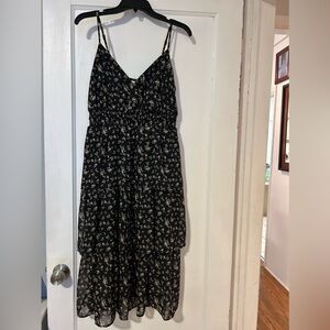 And Now This floral print tiered strap midi dress